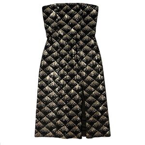 Chelsea28 Black and Gold Sequins Strapless Cocktail Dress Size Medium